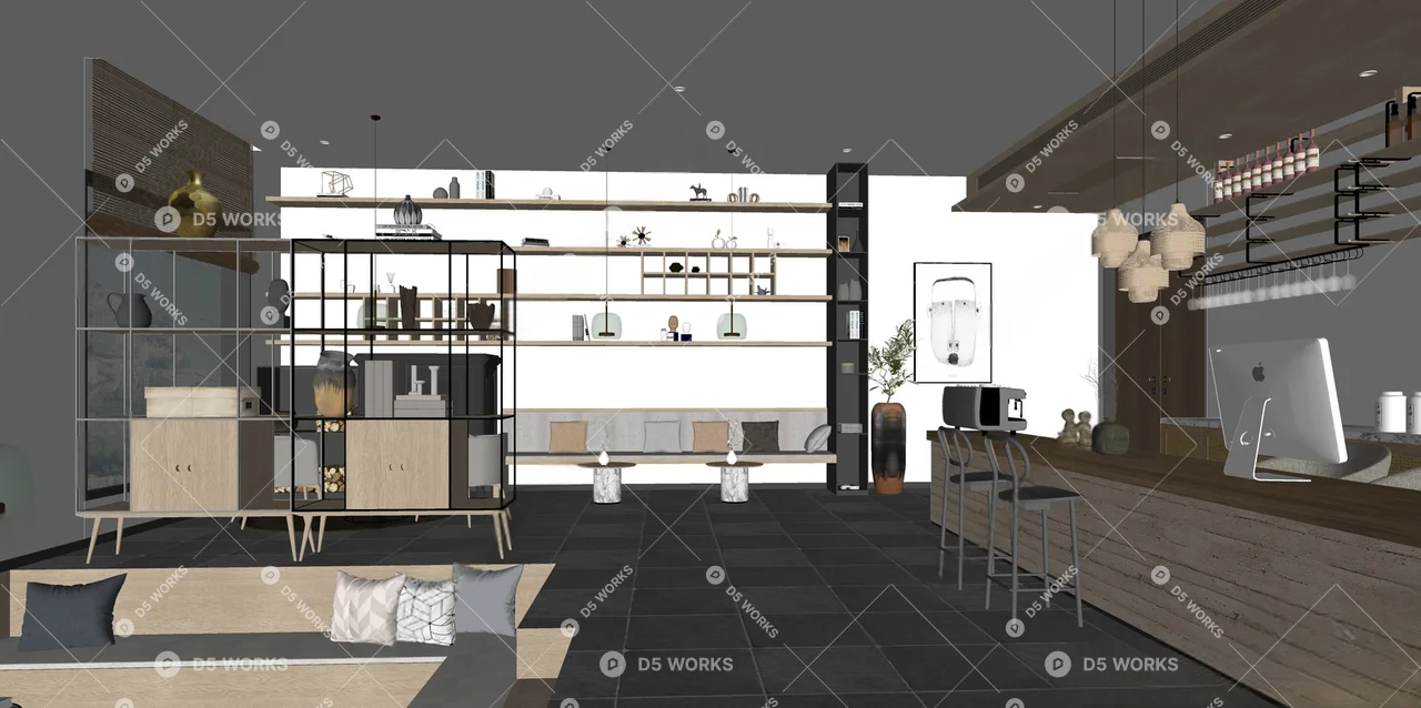 Café 3d model thumbnail 2