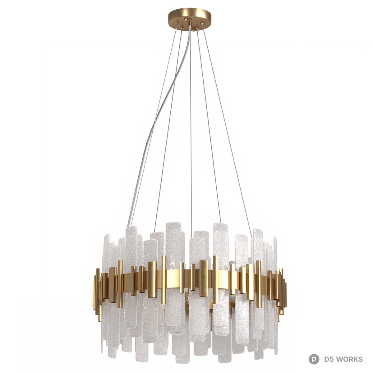 Modern Crystal And Brass Chandelier 3d model - Image 1