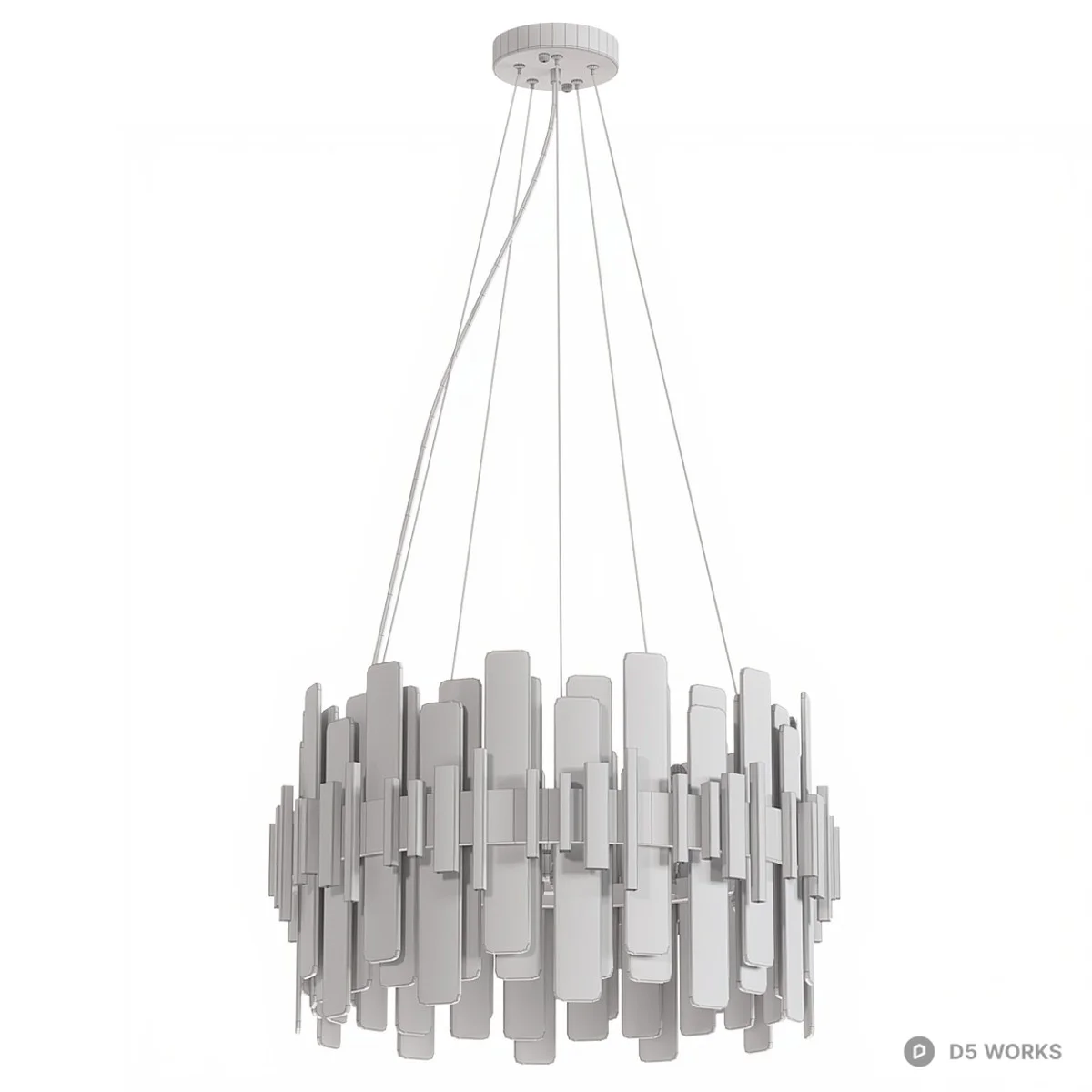 Modern Crystal And Brass Chandelier 3d model thumbnail 2