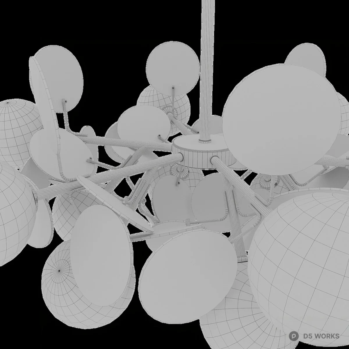 Modern Frosted Glass Globe Chandelier 3d model thumbnail 3