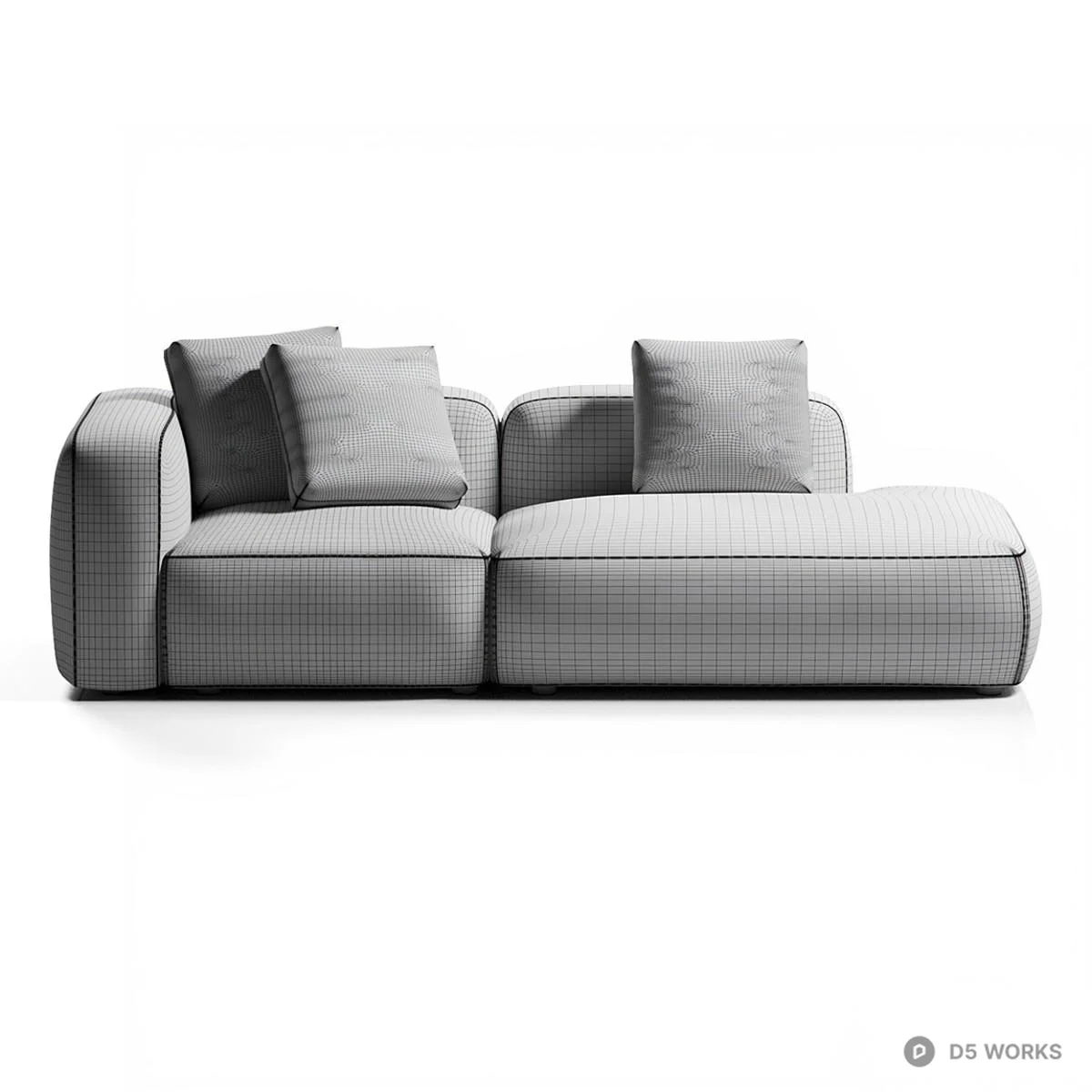 Modular Fabric Multi Seat Sofa 3d model thumbnail 3