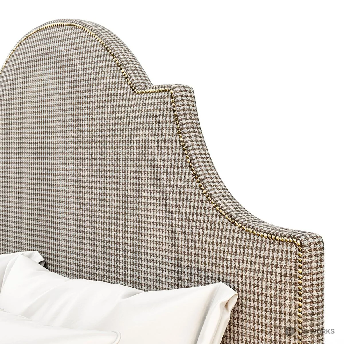 Upholstered Headboard Double Bed 3d model thumbnail 5