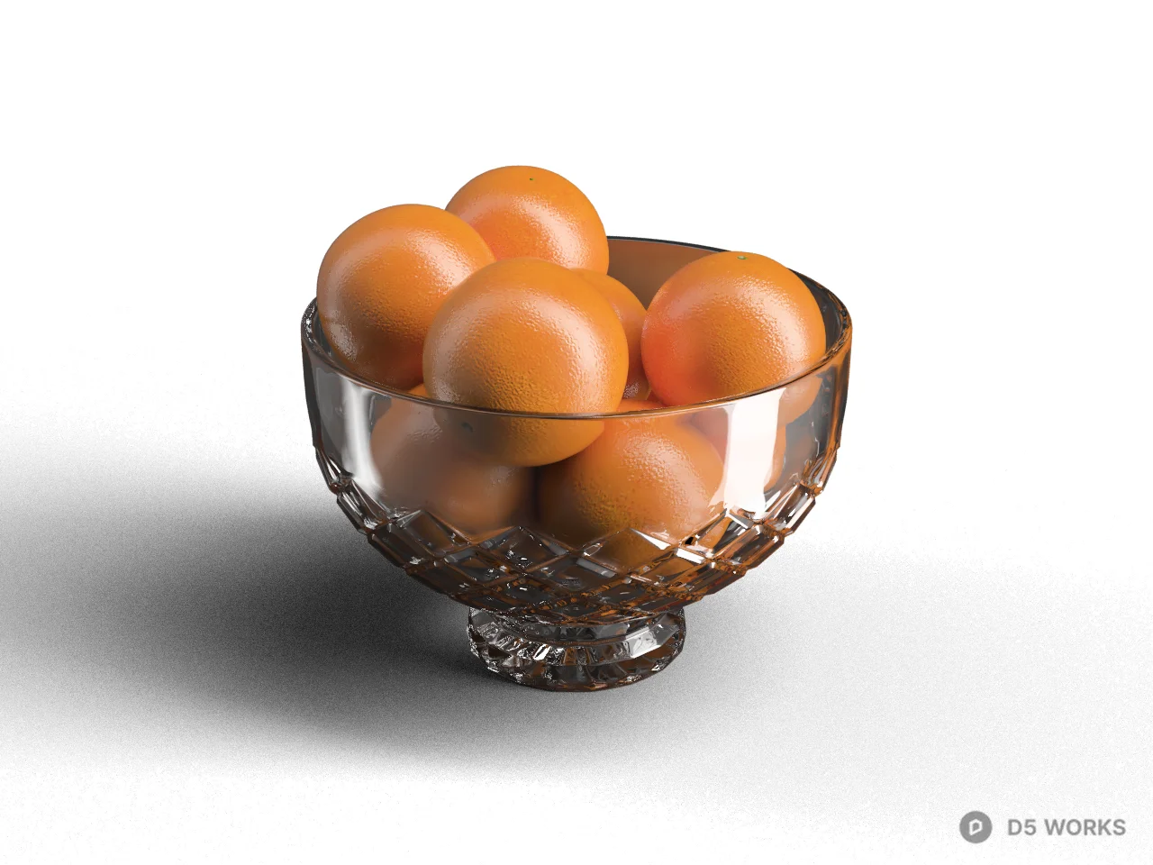 Glass Bowl With Oranges 3d model - Image 1