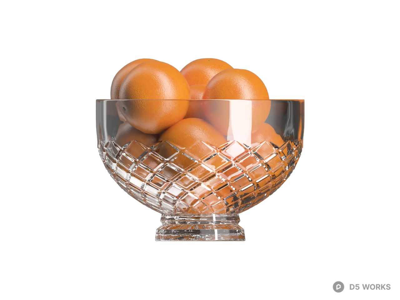 Glass Bowl With Oranges 3d model thumbnail 2