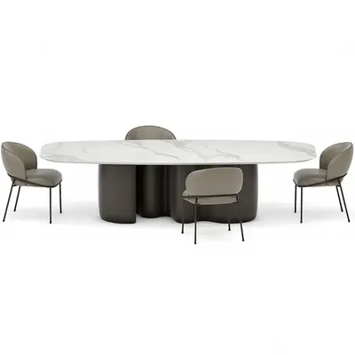 Marble Top Dining Table With Sculptural Base 3d model