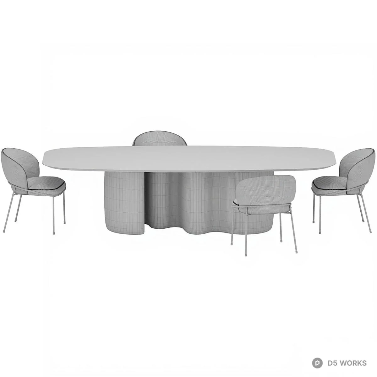 Marble Top Dining Table With Sculptural Base 3d model thumbnail 5