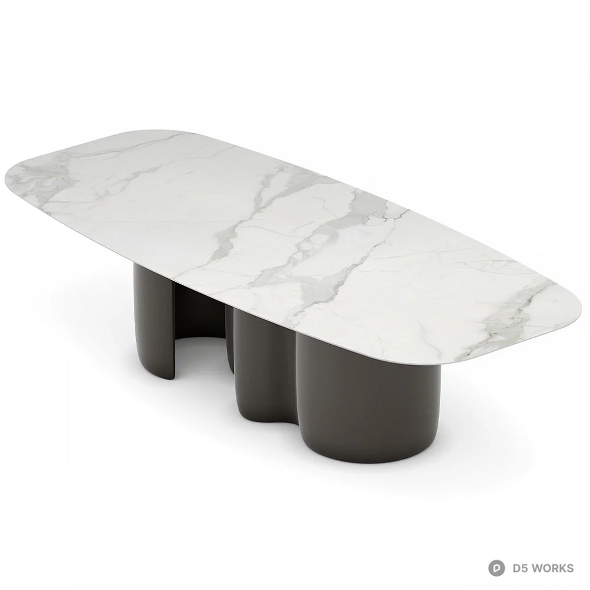 Marble Top Dining Table With Sculptural Base 3d model thumbnail 4