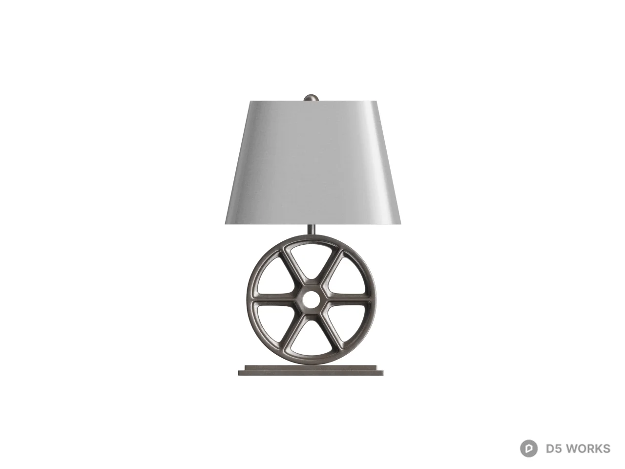Industrial Wheel Base Table Lamp 3d model thumbnail 2