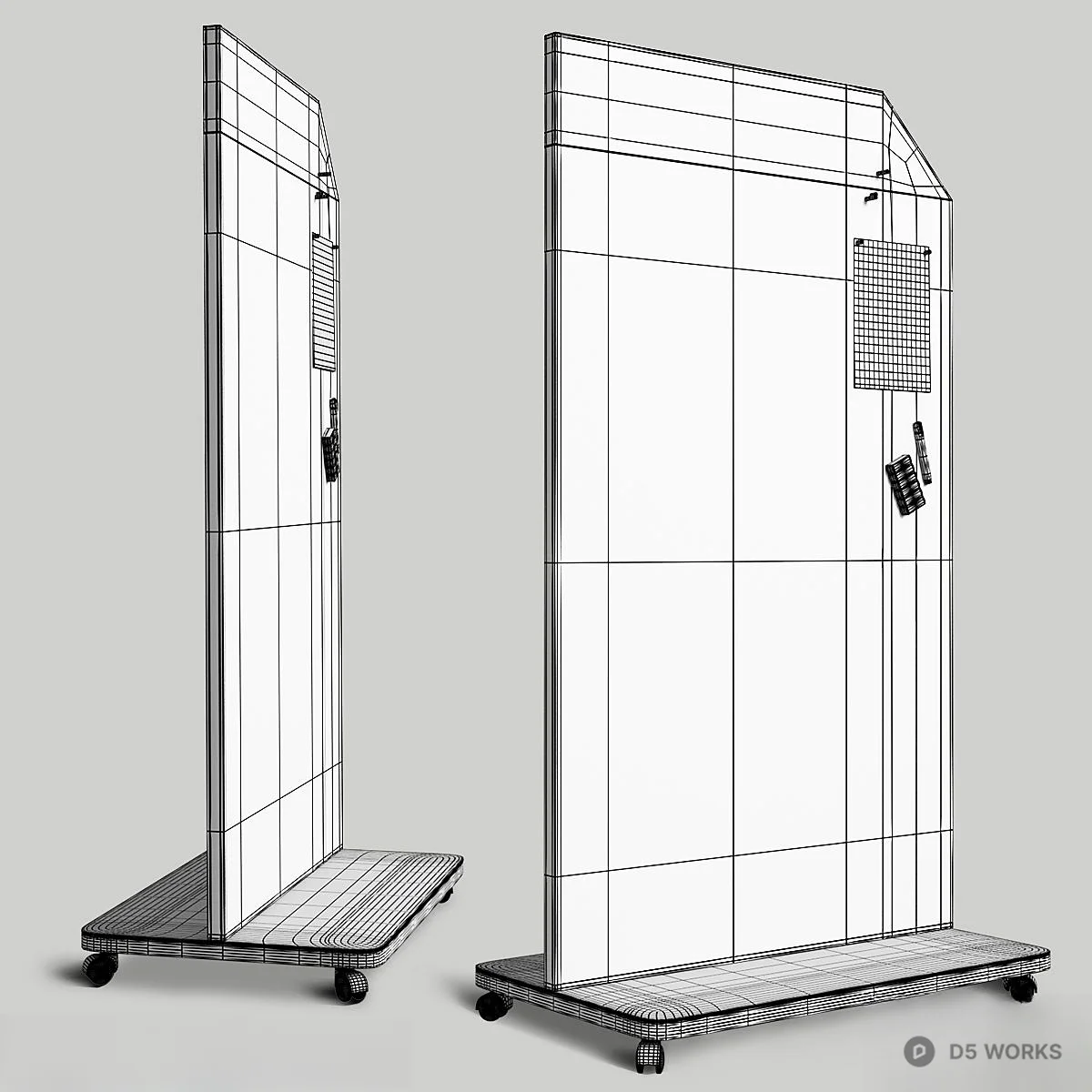 Mobile Whiteboard With Wheels 3d model thumbnail 2