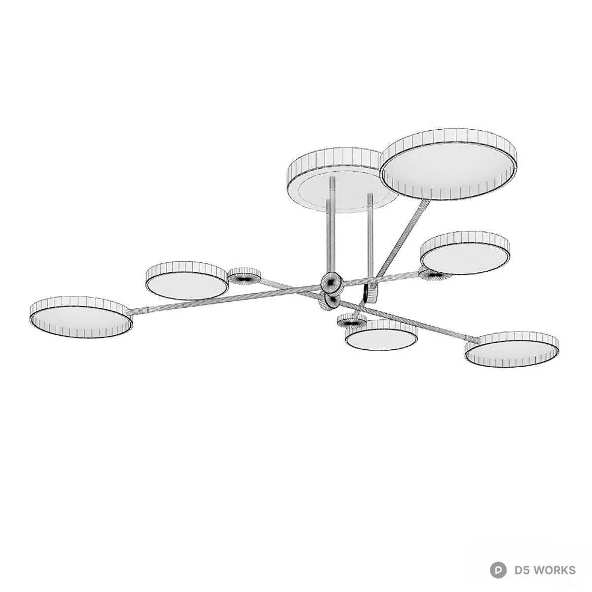 Modern Multi Head Ceiling Light 3d model thumbnail 3