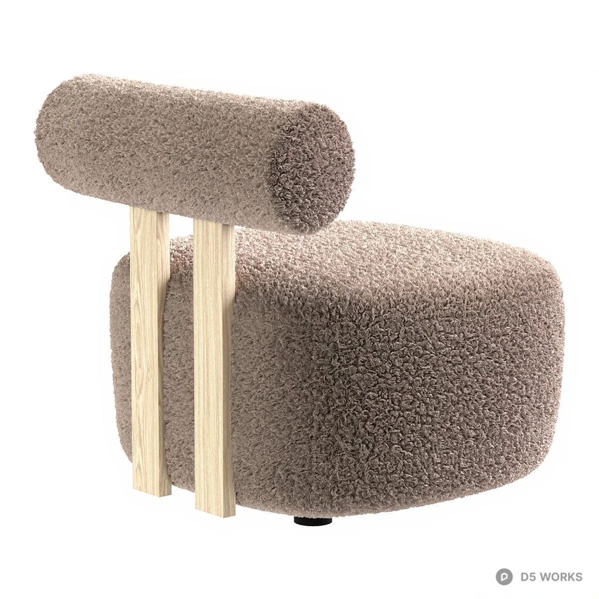 Boucle Upholstered Leisure Chair 3d model thumbnail 3