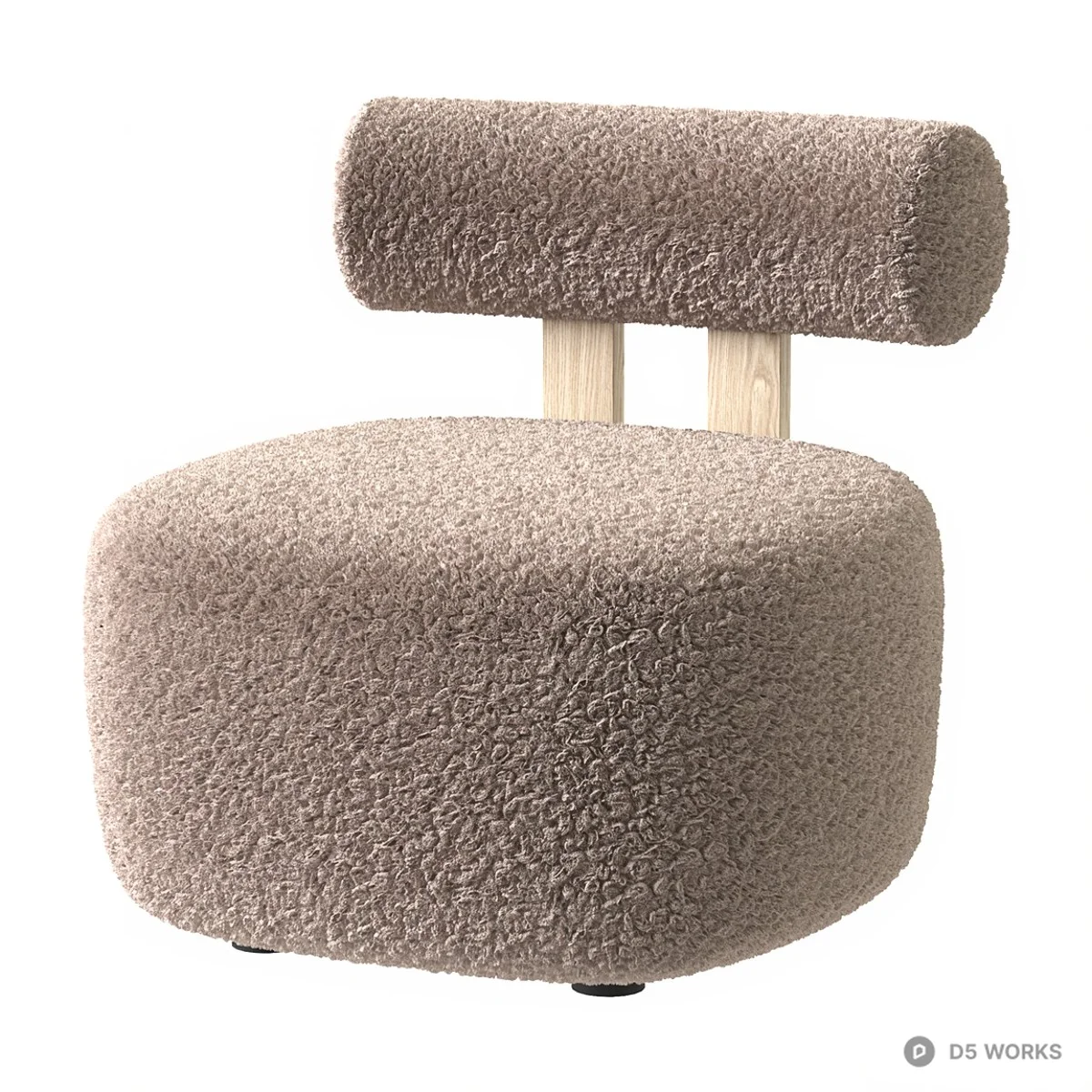 Boucle Upholstered Leisure Chair 3d model thumbnail 4