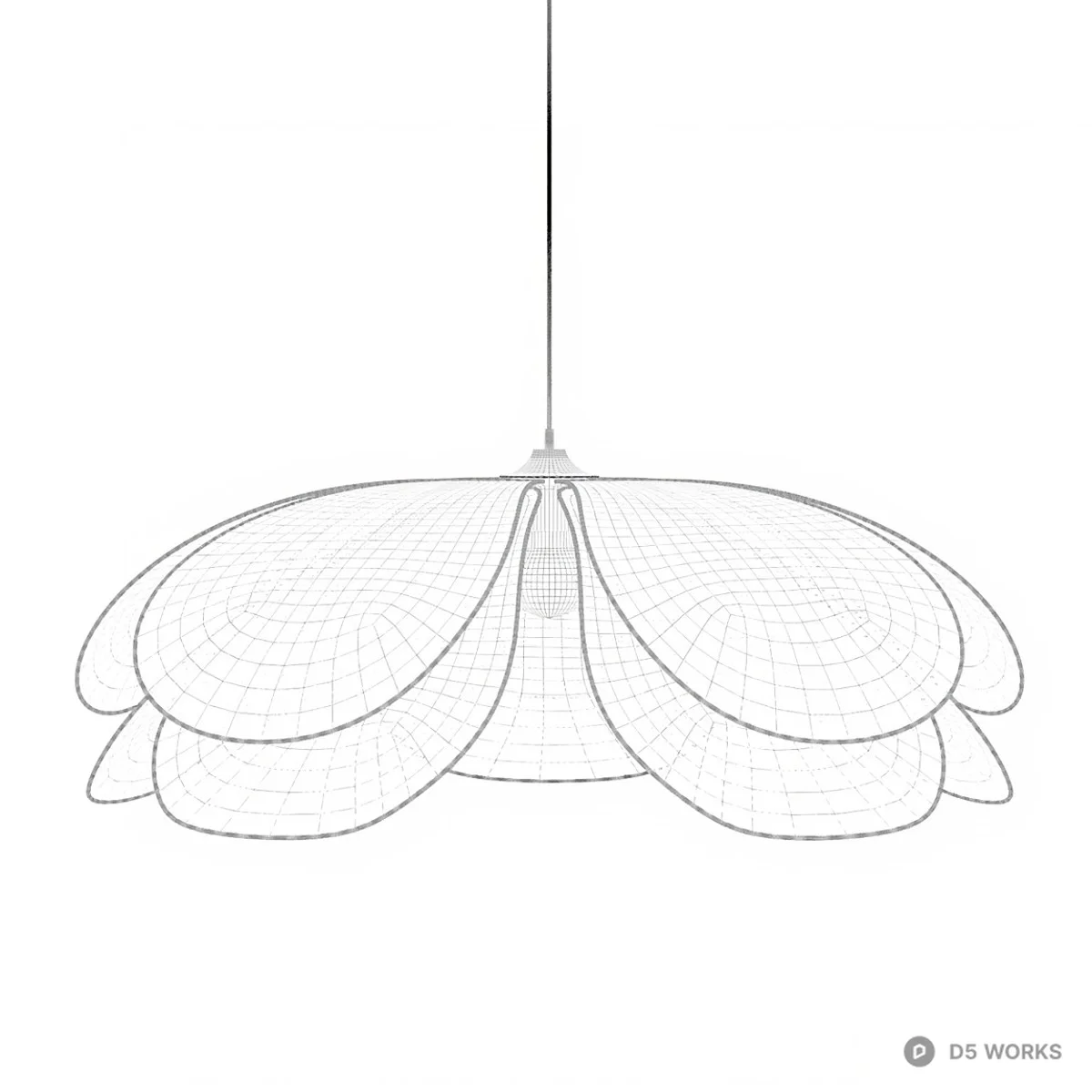 Woven Rattan Petal Pendant Light 3d model thumbnail 2