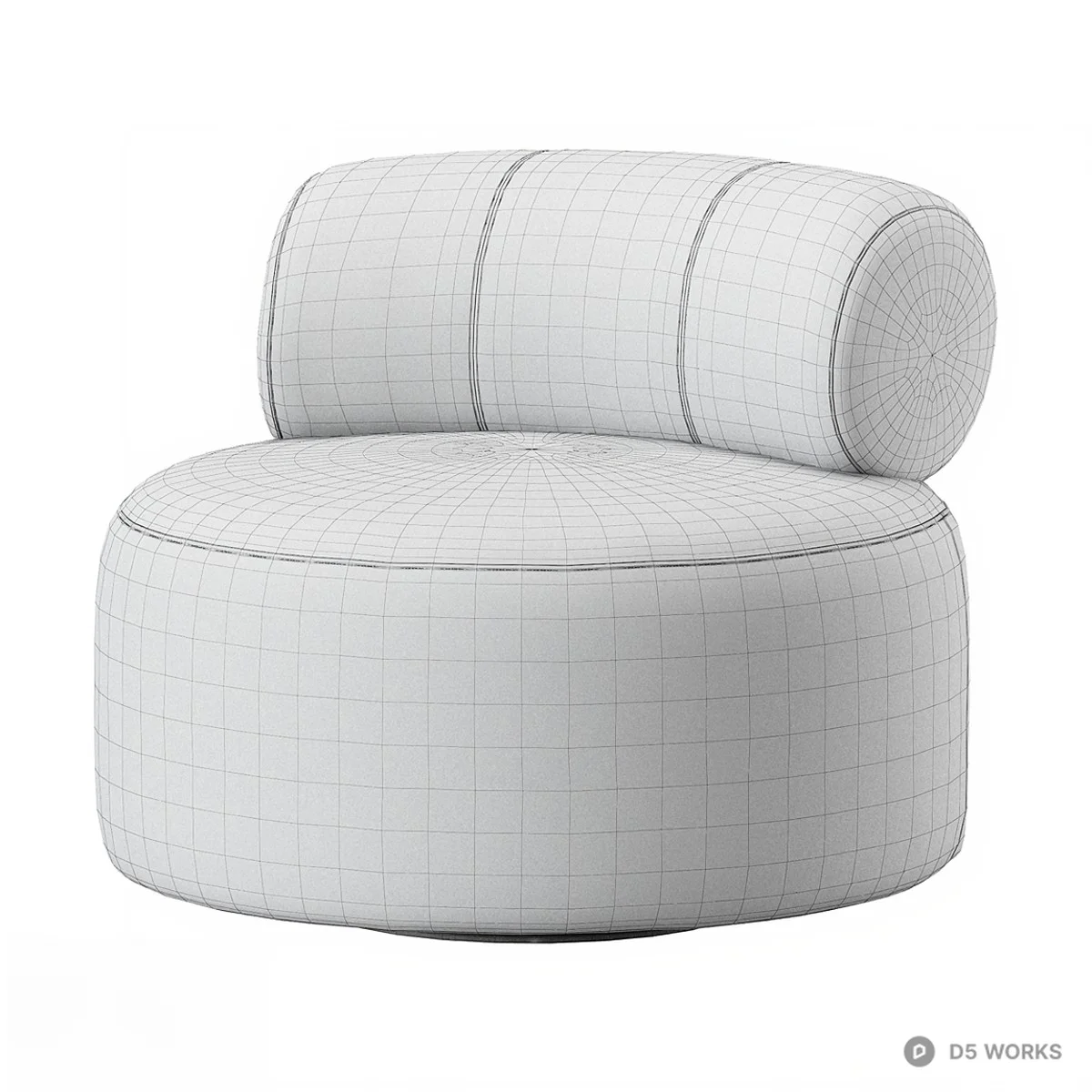 Textured Fabric Lounge Chair 3d model thumbnail 2
