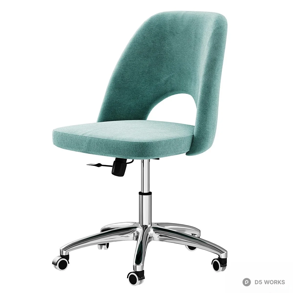 Gray And Pink Upholstered Office Chair 3d model thumbnail 2