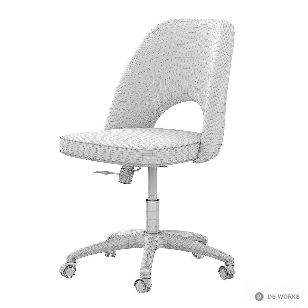 Gray And Pink Upholstered Office Chair 3d model thumbnail 5