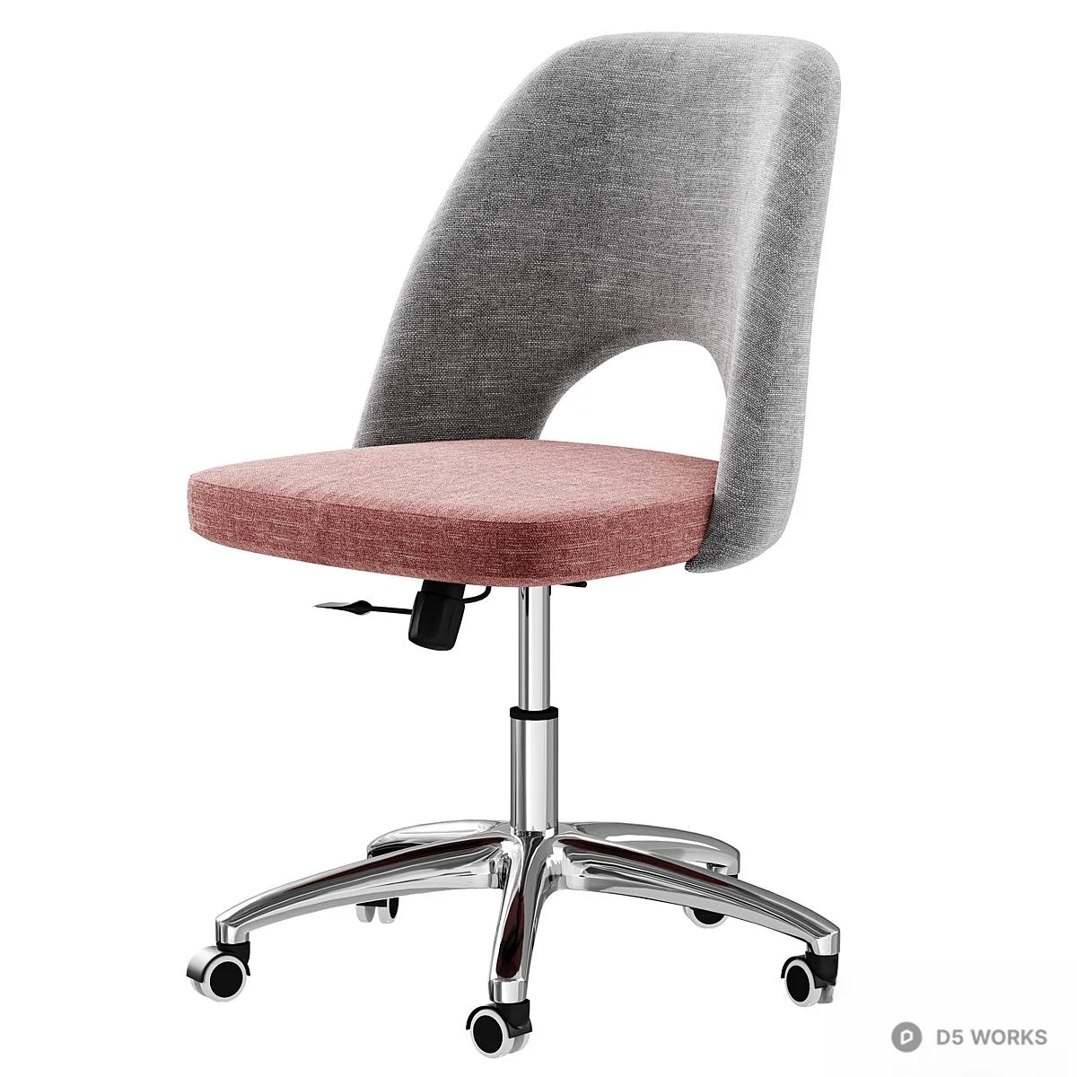 Gray And Pink Upholstered Office Chair 3d model - Image 1