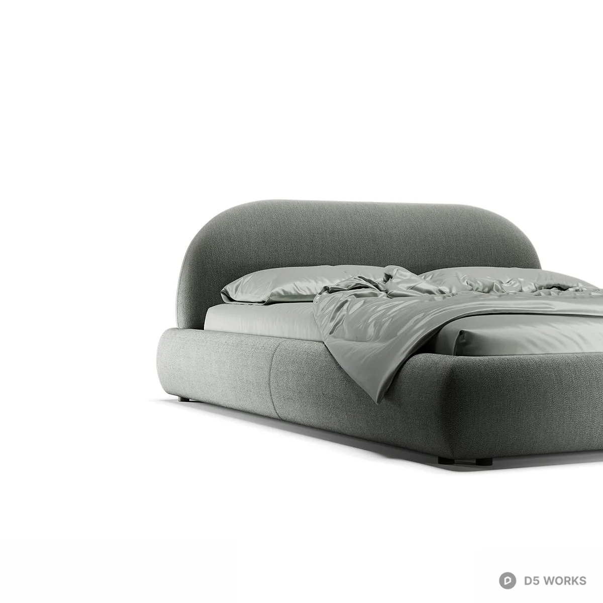 Minimalist Upholstered Double Bed 3d model thumbnail 2