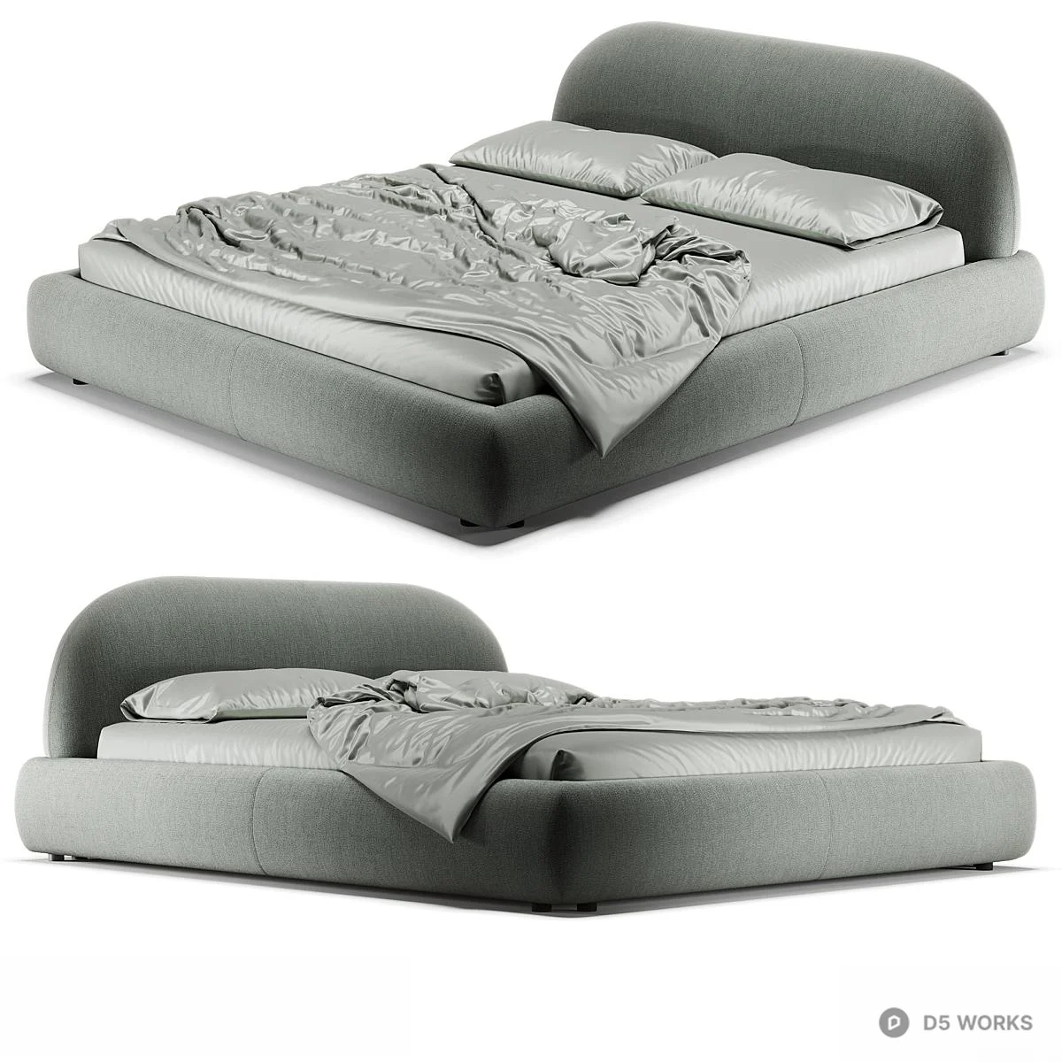 Minimalist Upholstered Double Bed 3d model thumbnail 3