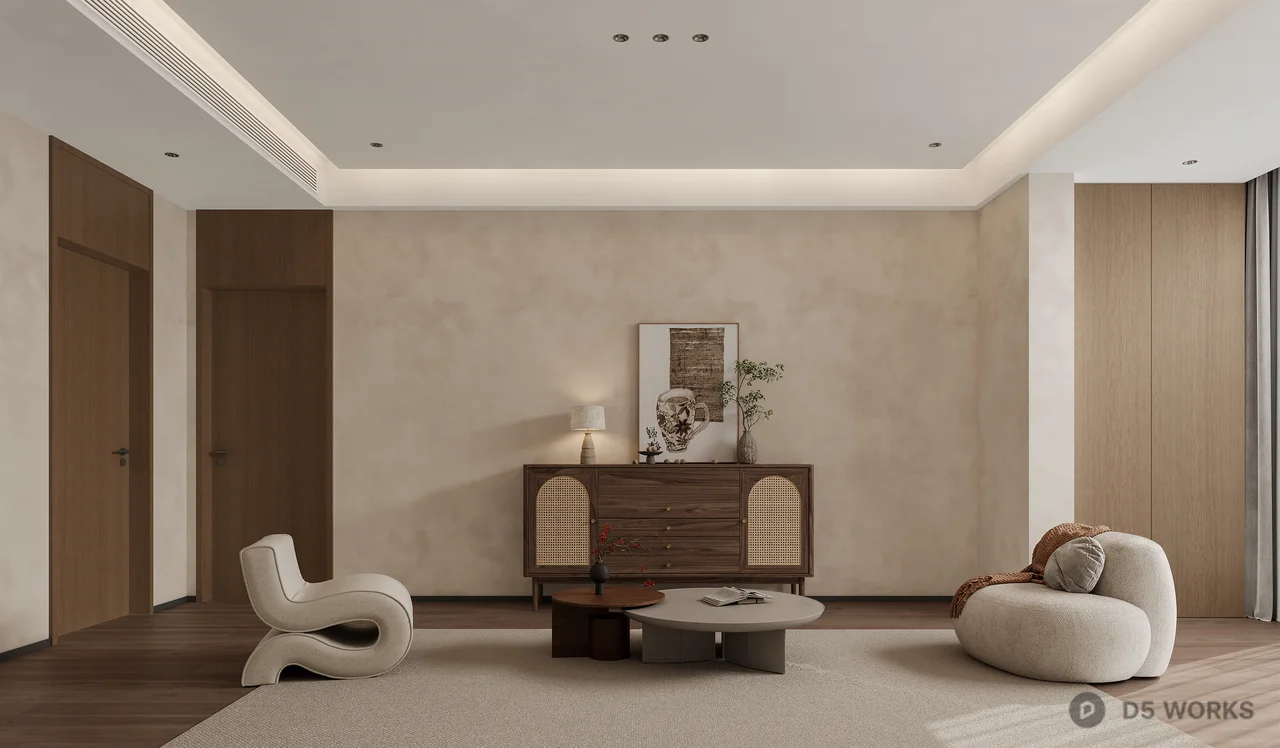 Minimalist Living Room with Artistic Accent 3d model thumbnail 2
