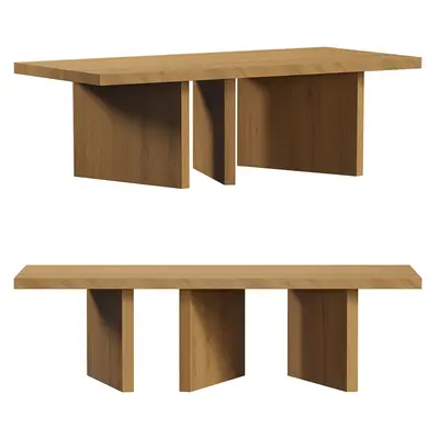 Minimalist Wooden Dining Table 3d model