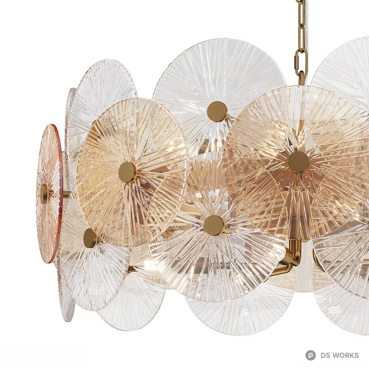 Modern Glass Petal Chandelier 3d model thumbnail 2
