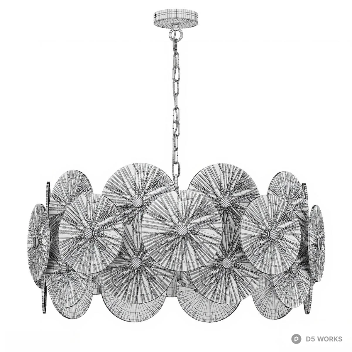 Modern Glass Petal Chandelier 3d model thumbnail 3