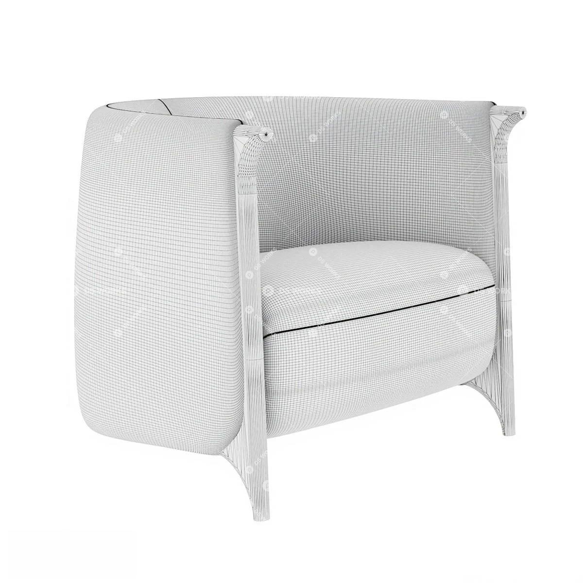 Mid-Century Modern Single Sofa 3d model thumbnail 5