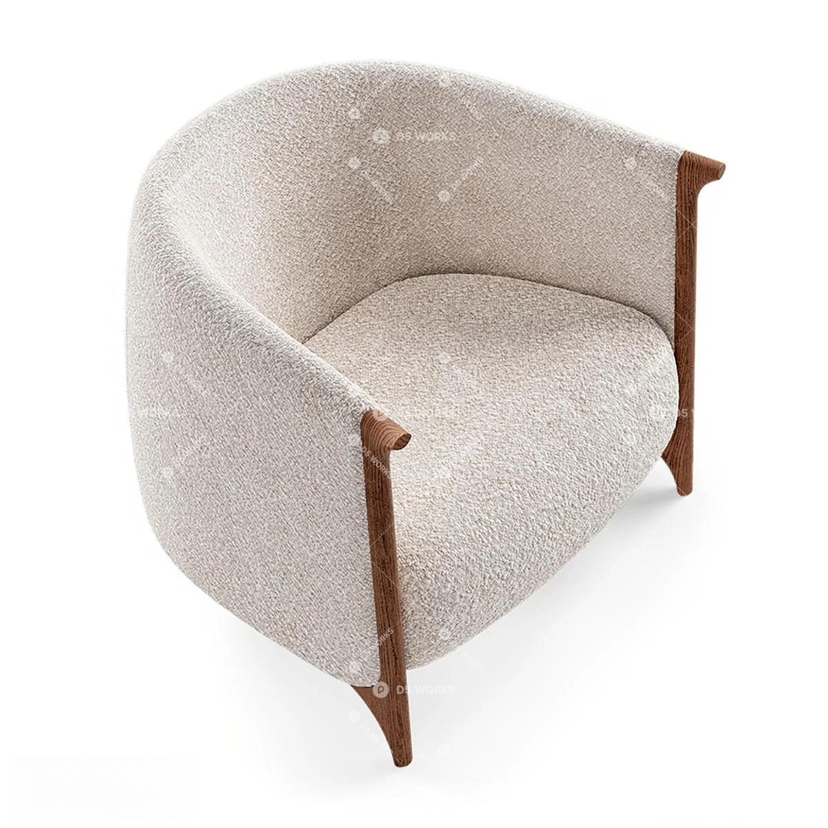 Mid-Century Modern Single Sofa 3d model thumbnail 3