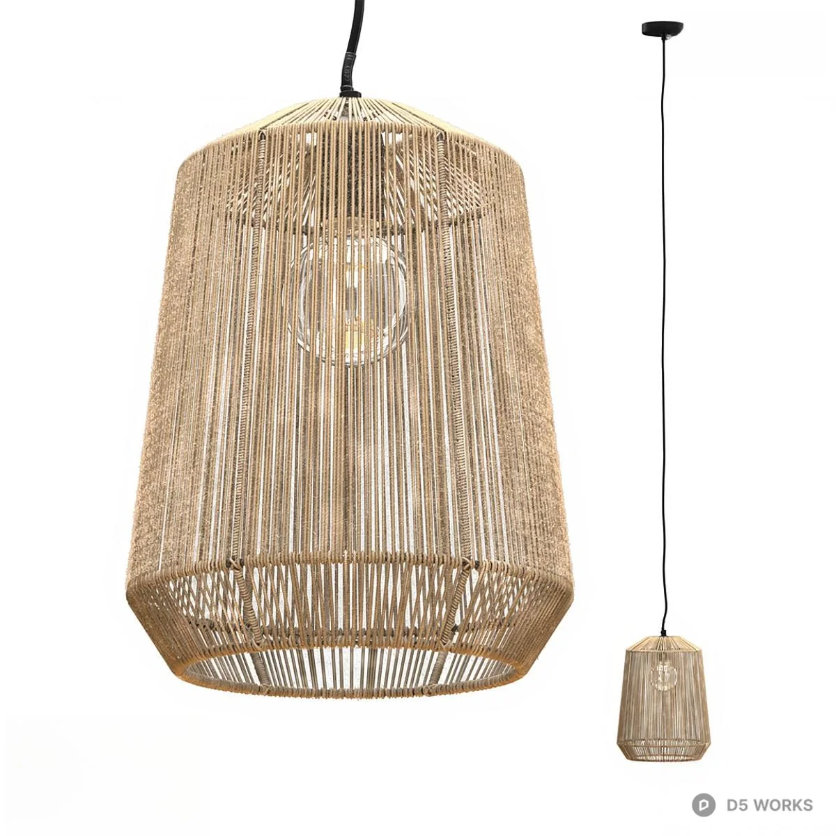 Rattan Strand Pendant Lamp 3d model - Image 1