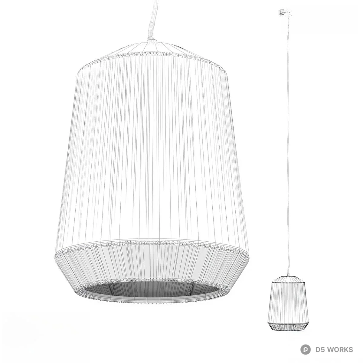 Rattan Strand Pendant Lamp 3d model thumbnail 2