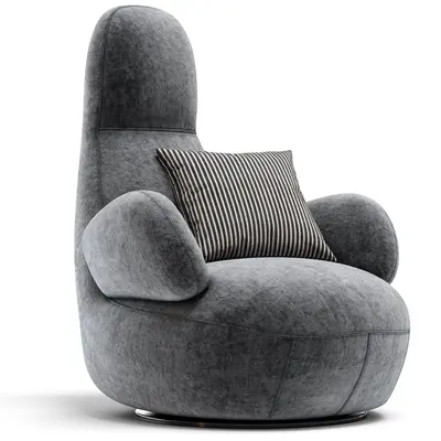 Velvet Upholstered Swivel Lounge Chair 3d model
