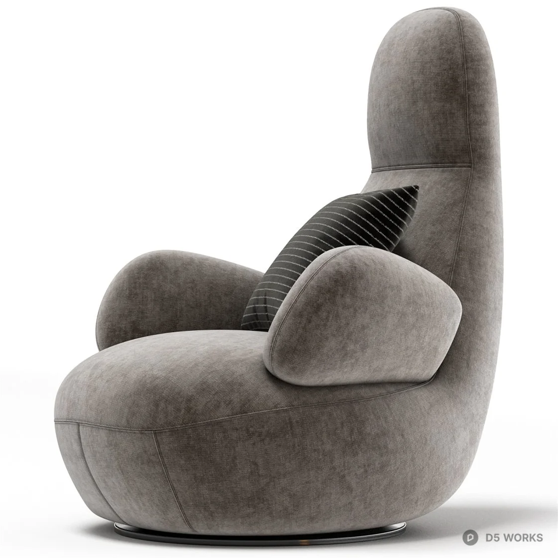 Velvet Upholstered Swivel Lounge Chair 3d model thumbnail 2