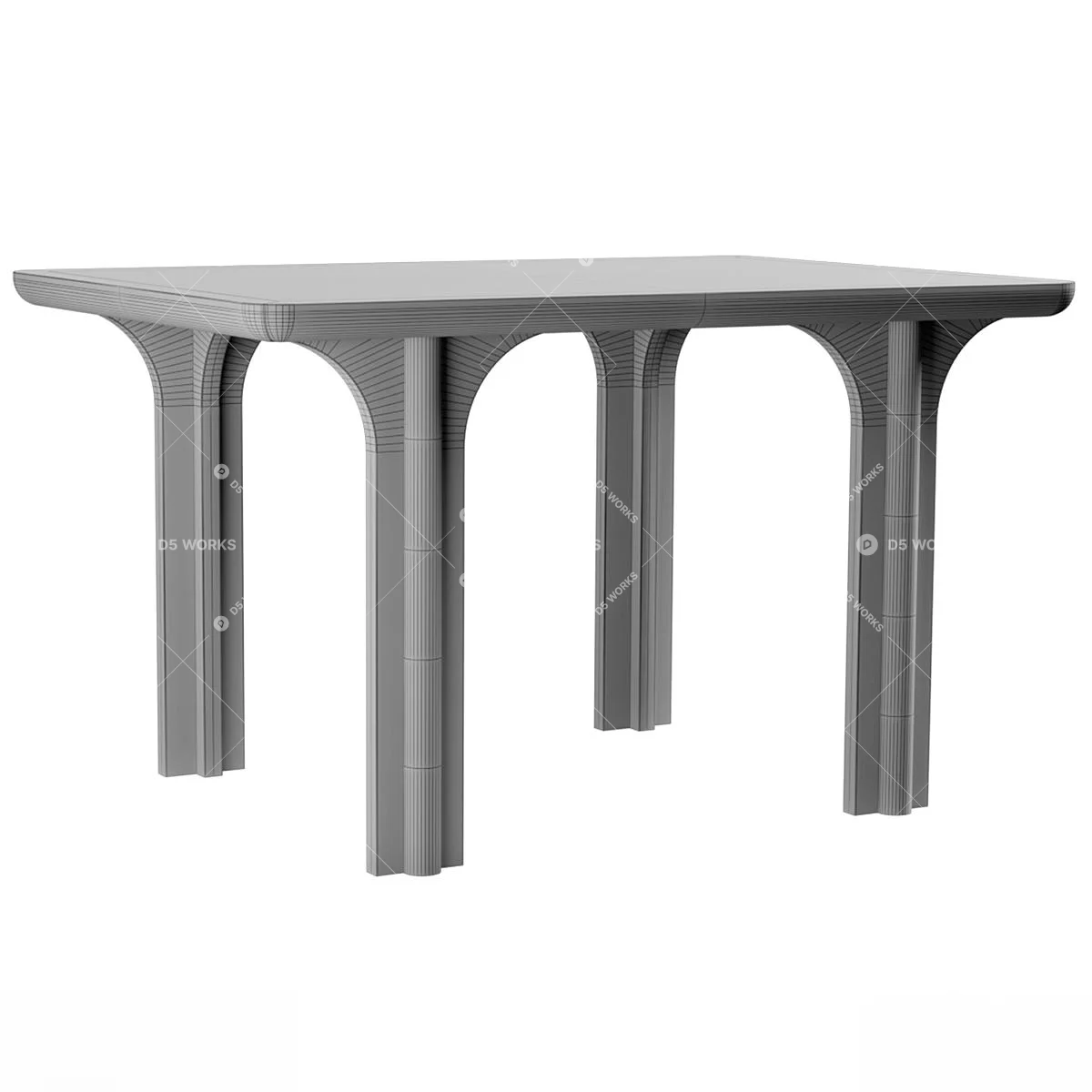 Mid-Century Modern Dining Table 3d model thumbnail 3