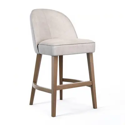 Upholstered Bar Stool With Wooden Legs 3d model