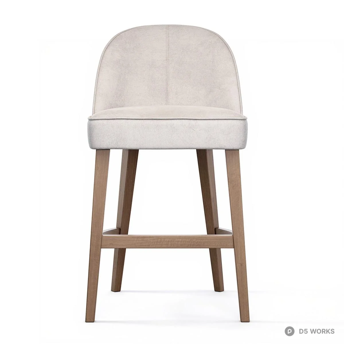 Upholstered Bar Stool With Wooden Legs 3d model thumbnail 4