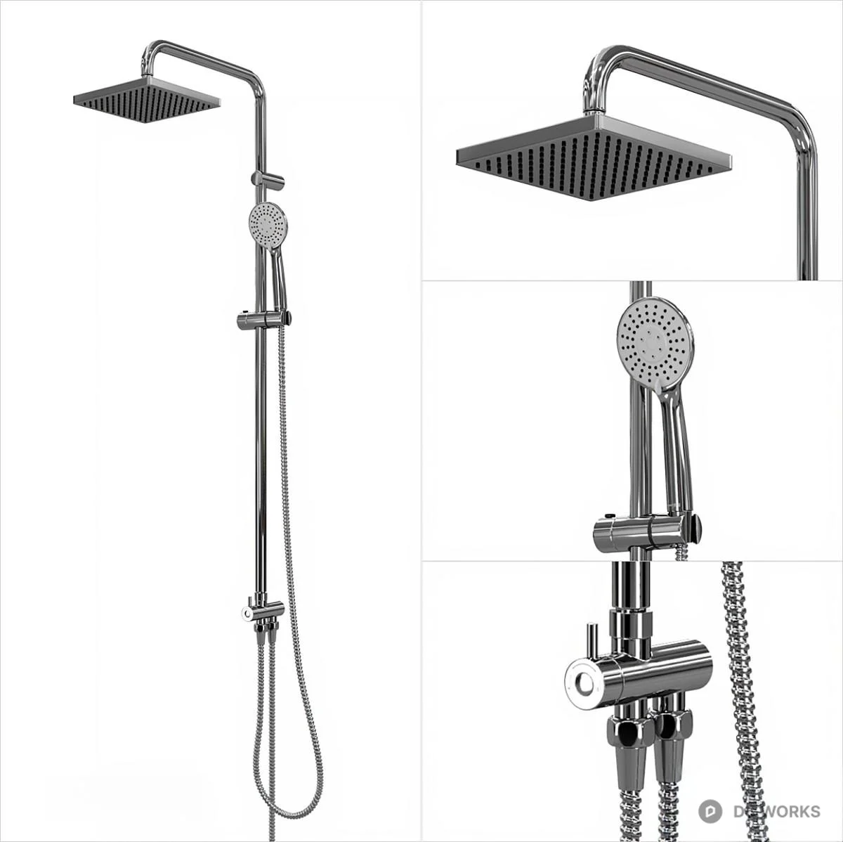 Square Rainfall Shower Set 3d model - Image 1