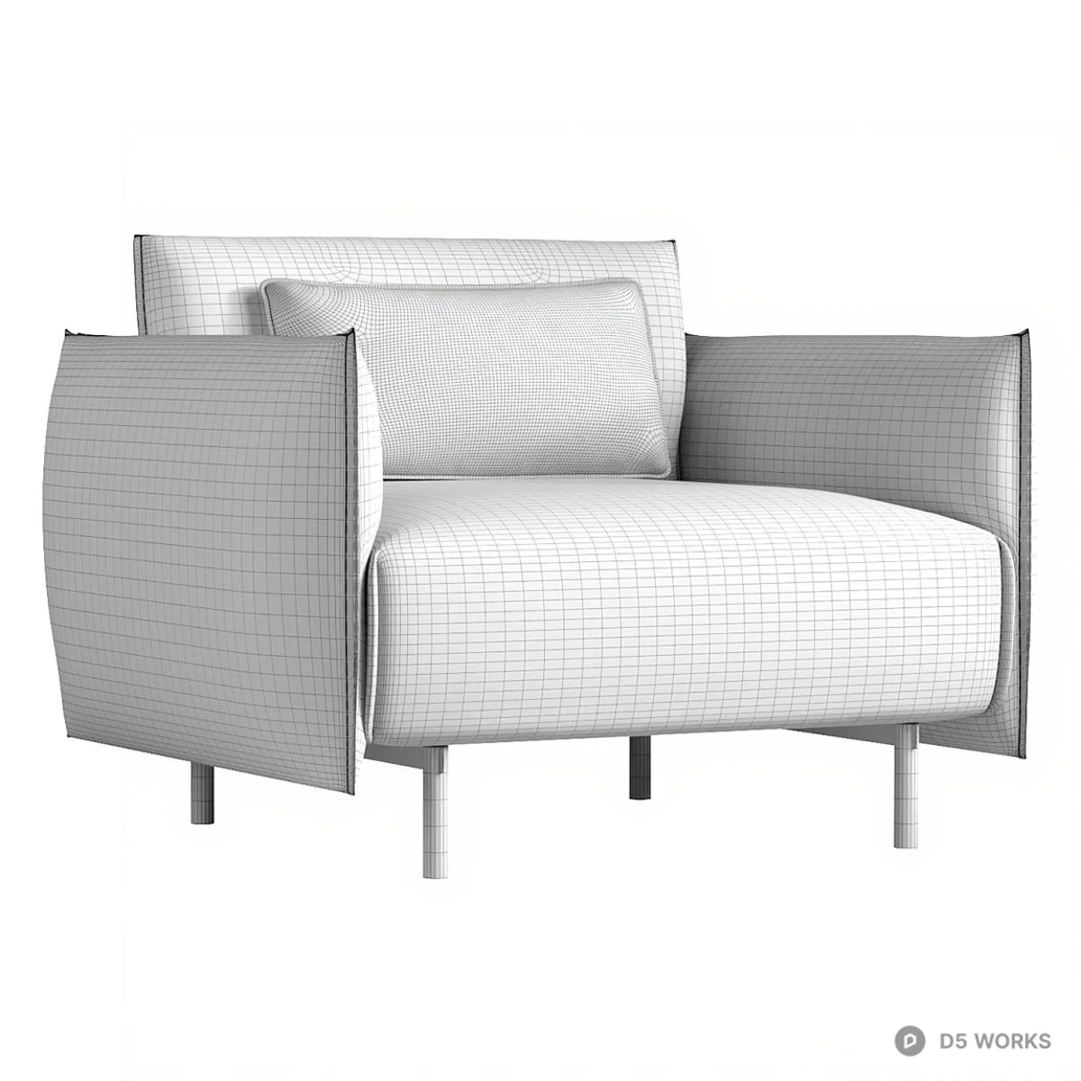 Minimalist Leather Armchair 3d model thumbnail 4