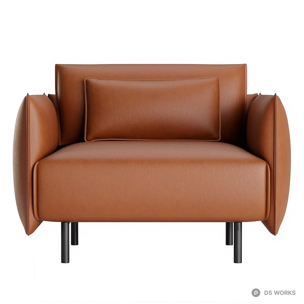 Minimalist Leather Armchair 3d model thumbnail 2