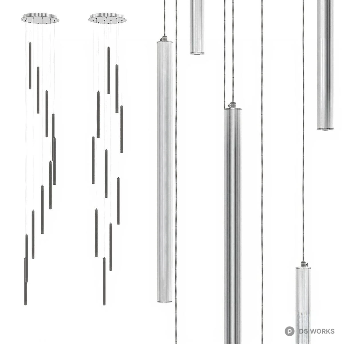 Modern Linear Pendant Light 3d model thumbnail 5