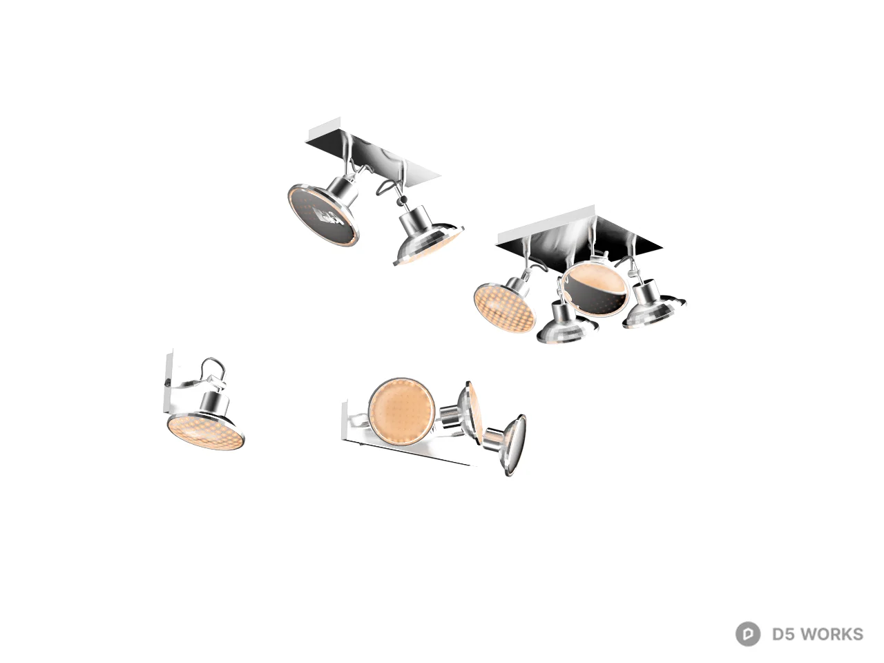 Modern Chrome Spotlights 3d model - Image 1