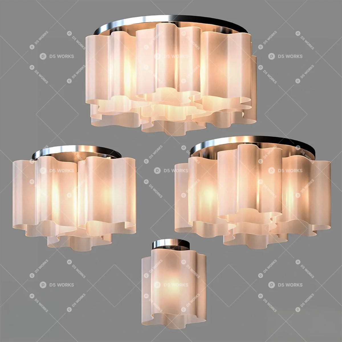 Contemporary Flush Mount Light 3d model thumbnail 3