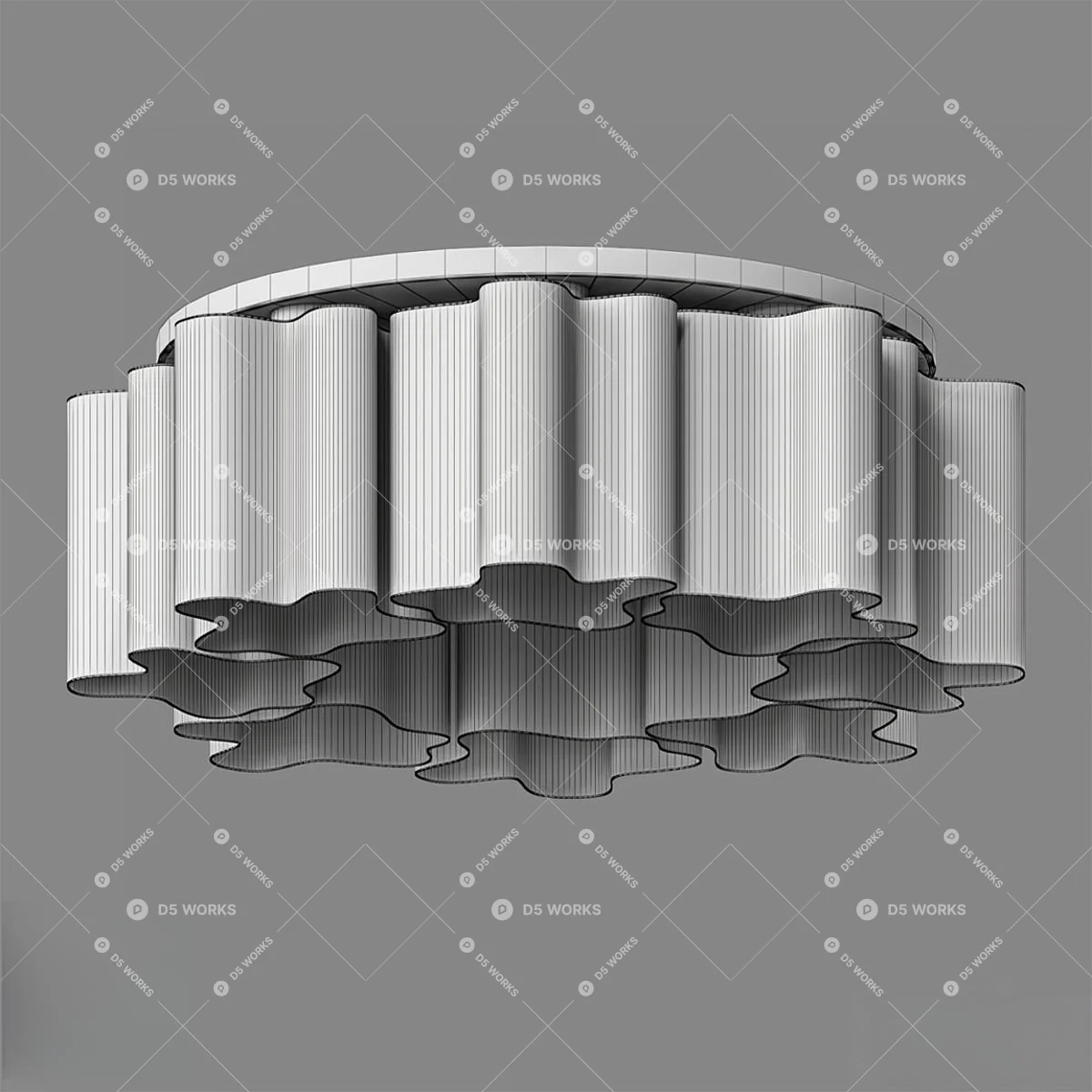 Contemporary Flush Mount Light 3d model thumbnail 2