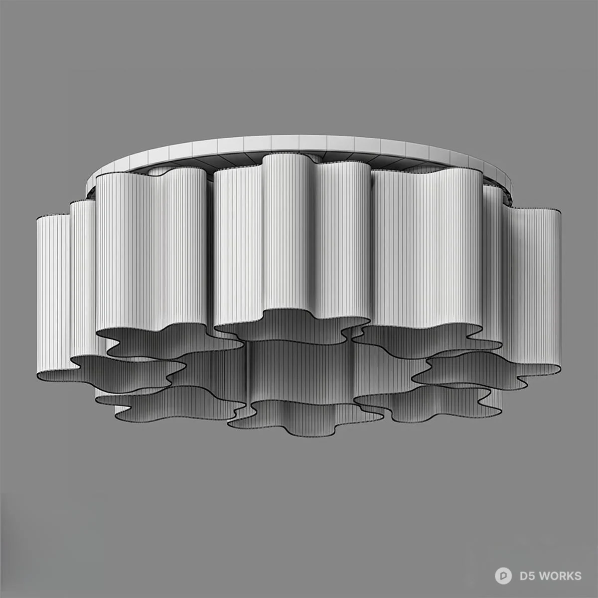 Contemporary Ruffled Glass Ceiling Light 3d model thumbnail 2
