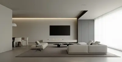 Minimalist Living Dining Space with Ambient Lighting 3d model