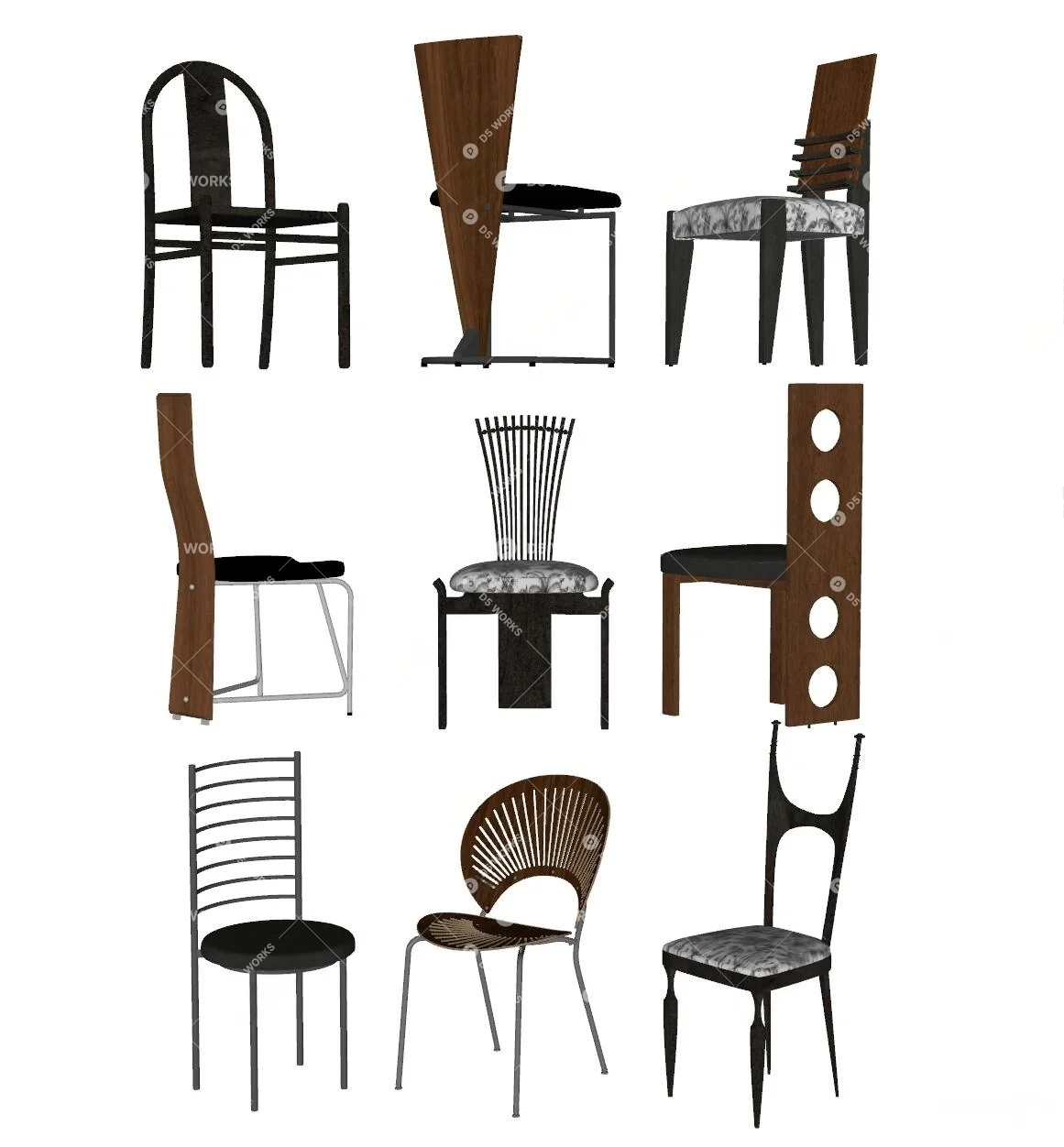 Mid-Century Modern Chairs 3d model thumbnail 2
