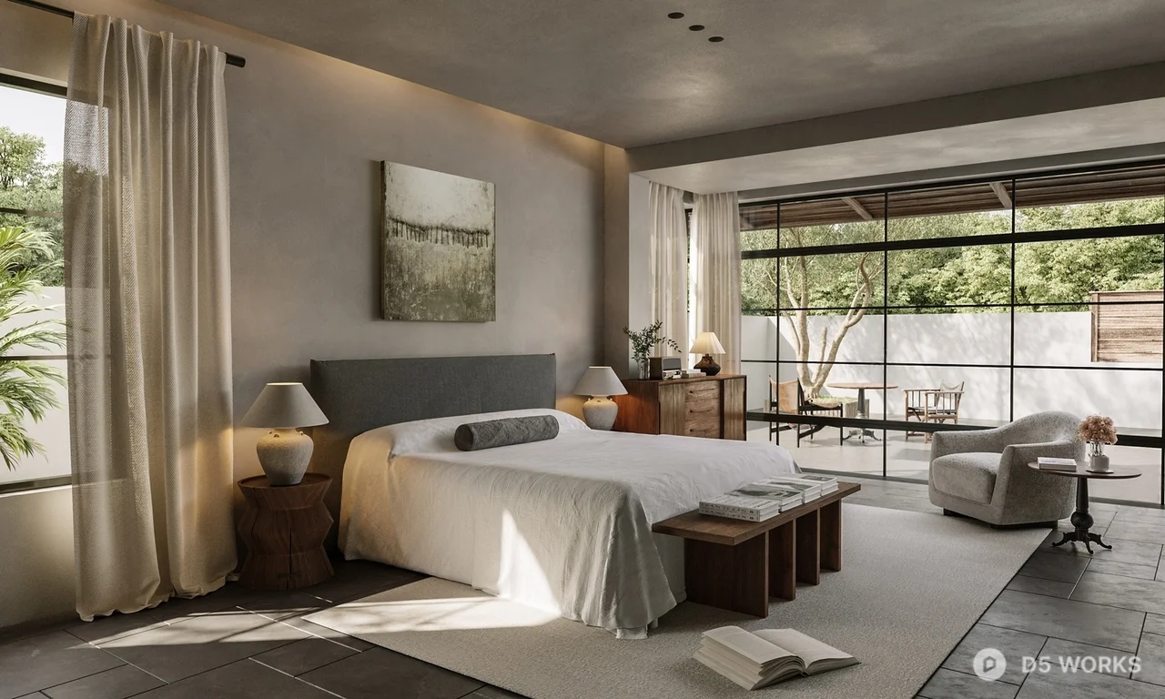 Minimalist Bedroom with Natural Light and Neutral Tones 3d model - Image 1