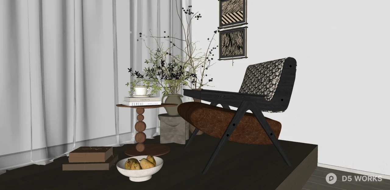Scandinavian Style Wooden Frame Lounge Chair 3d model thumbnail 2