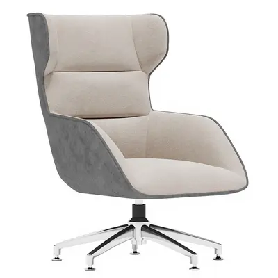 Modern Upholstered Lounge Chair With Chrome Base 3d model
