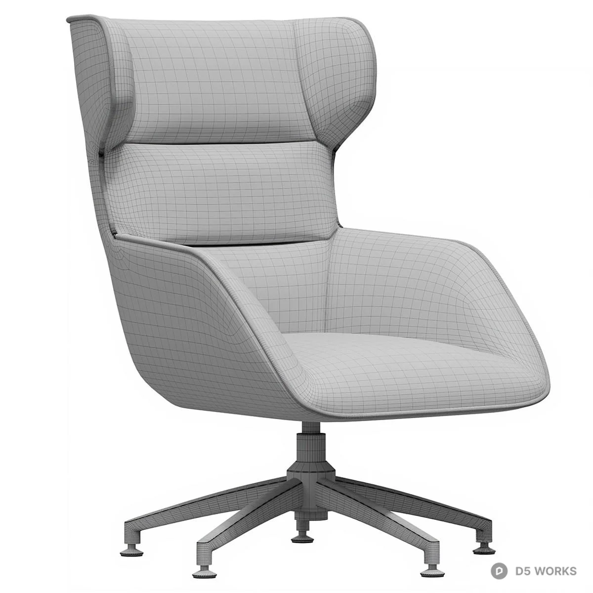 Modern Upholstered Lounge Chair With Chrome Base 3d model thumbnail 2